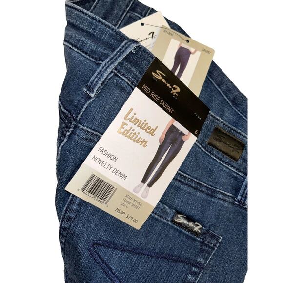NWT Womens SEVEN 7 Secret Dark Mid Rise Skinny Fashion Novelty Denim Jeans 6 $79 - Picture 6 of 11